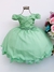 VESTIDO INFANTIL VERDE CINTO DE PÉROLAS CASAMENTO LUXO