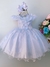 VESTIDO INFANTIL BRANCO APLIQUE DE BORBOLETAS E FLOR BRILHO LUXO