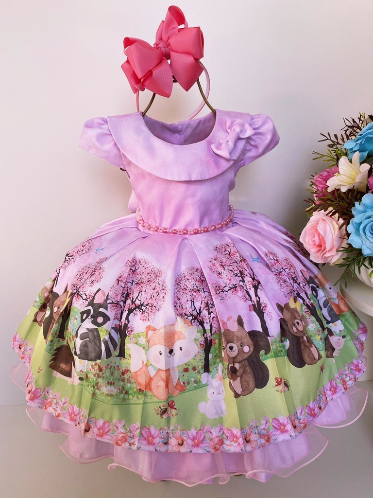 Vestido Infantil Princesa Tiana e o Sapo no Bosque