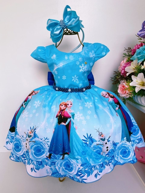 Vestido Infantil Frozen Princesas Capa de Luxo Aniversário - Fabuloso Ateliê