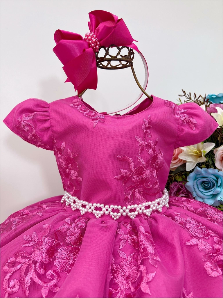 Vestido de Festa Infantil Princesa Realeza Vermelho Luxo - mariê