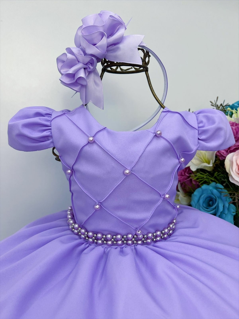 vestido infantil princesa Sofia lilás