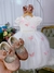 Vestido Infantil Off White Peito Nervura Aplique Borboletas - loja online