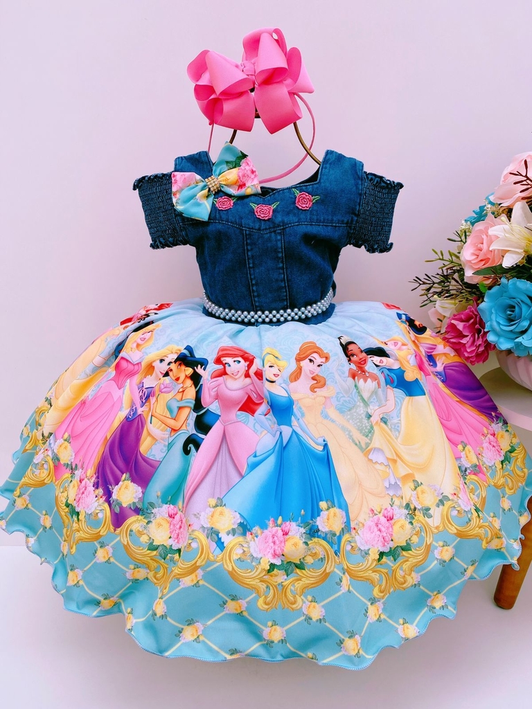 Conjunto Vestido Infantil Completo Jardineira Frozen - Laço Simples -  Bibíla Fashion Kids - Vestidos Temáticos