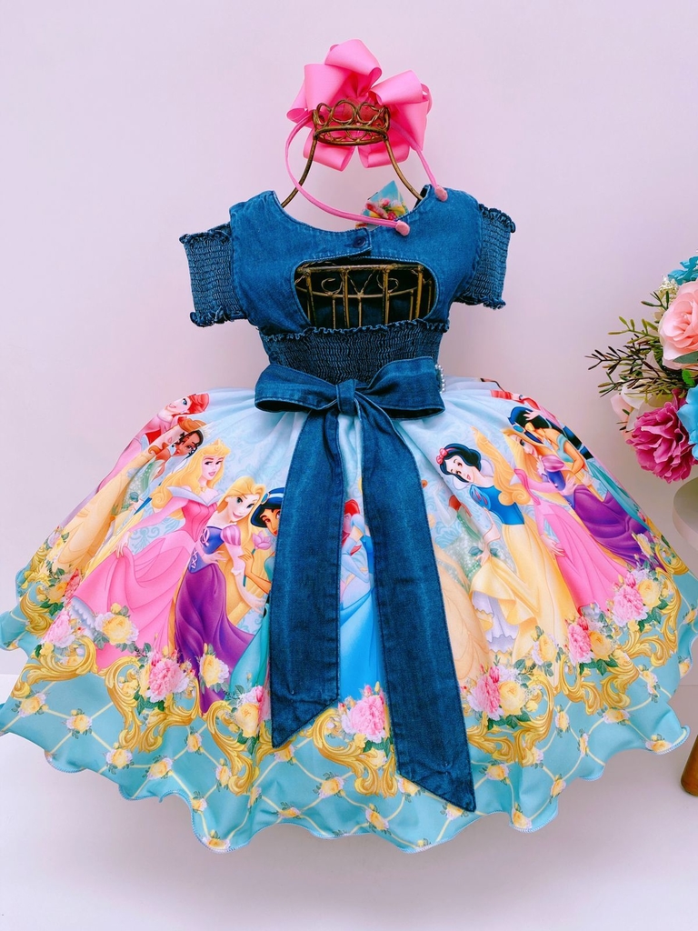 Conjunto Vestido Infantil Completo Jardineira Frozen - Laço Simples -  Bibíla Fashion Kids - Vestidos Temáticos