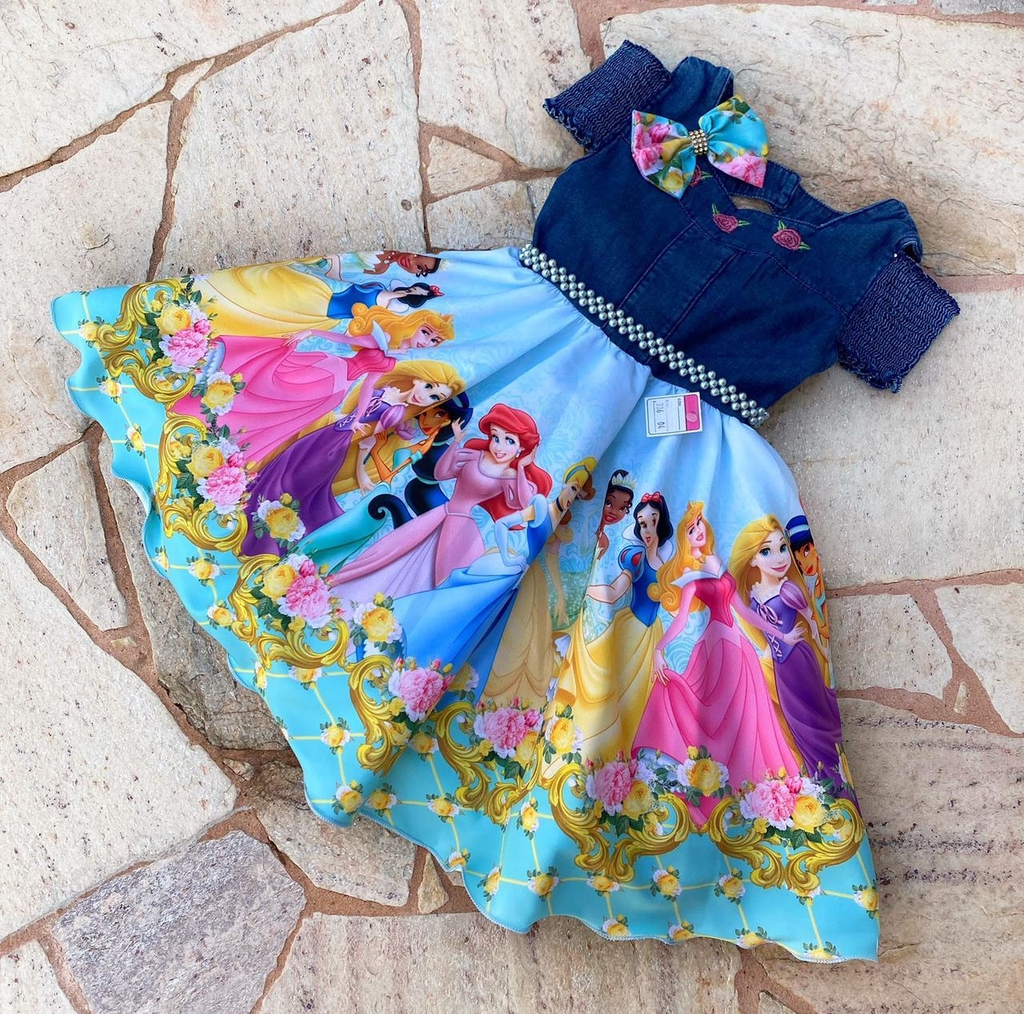 Conjunto Vestido Infantil Completo Jardineira Frozen - Laço Simples -  Bibíla Fashion Kids - Vestidos Temáticos