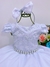 VESTIDO INFANTIL BRANCO RENDA CINTO PÉROLAS C/TIARA - comprar online