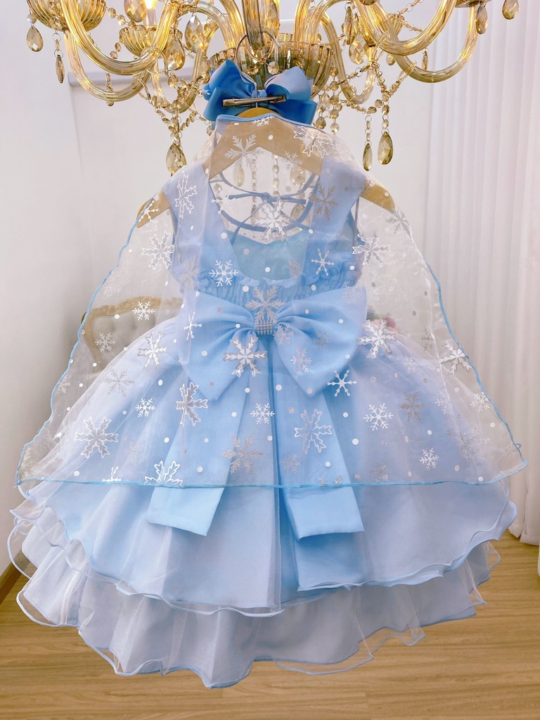 Fantasia Vestido Luxo Infantil Princesa Cinderela/Frozen C/Tiara