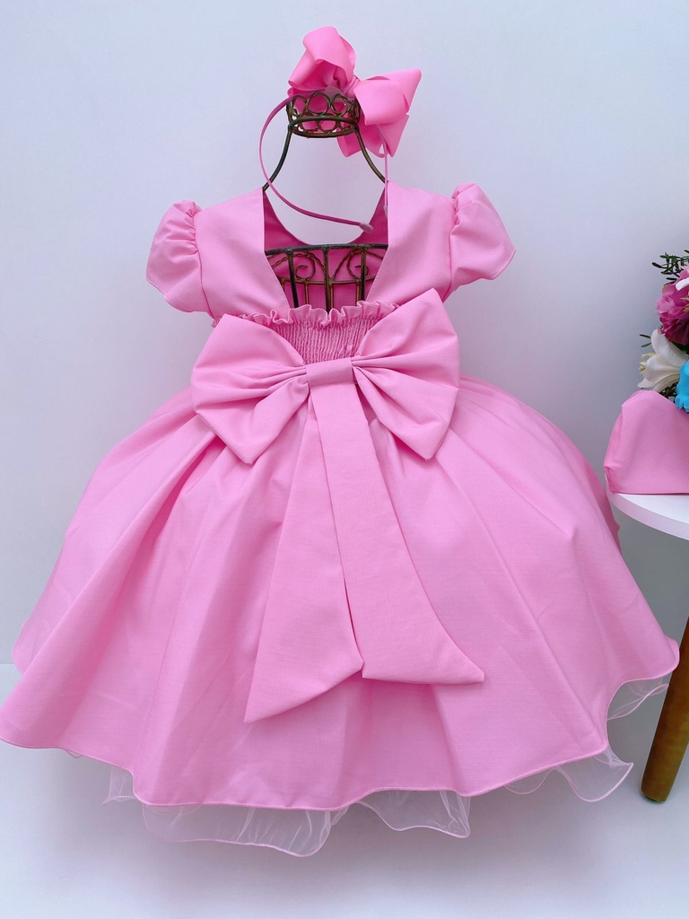 Vestido infantil vestido de princesa para meninas com laço e nó