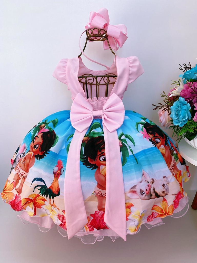 Vestido infantil festa da Princesa Moana baby