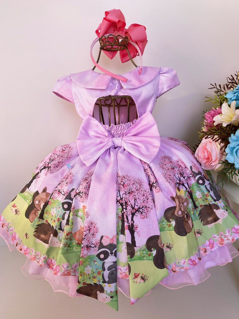 Vestido Infantil Princesa Tiana e o Sapo no Bosque