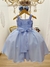 VESTIDO INFANTIL AZUL COM LAÇO C/ BOLINHAS LUXO FESTAS - comprar online