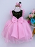 Vestido Infantil Mundo Bita Rosa e Preto Brilho C/ Tiara Luxo na internet