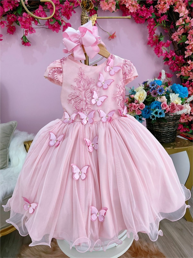 Vestido infantil tema Gata Marie rosa