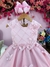 Vestido Infantil Rosa Aplique Flores e Borboletas C/ Pérolas - comprar online