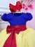 Vestido Infantil Branca de Neve C/ Broche de Laço Princesas