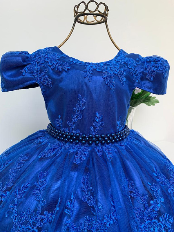 Vestido Infantil de Festa Azul Bebê Luxo Realeza Princesa Menina Cinderela  Frozen Elsa