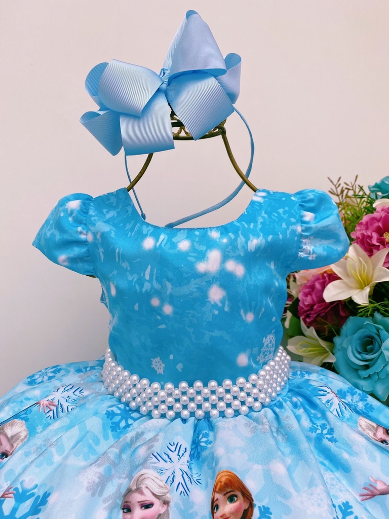 Vestido Infantil Azul Cinderela , Frozen Luxo - Menina bonita 1/2/3 Anos -  Perollas Kids