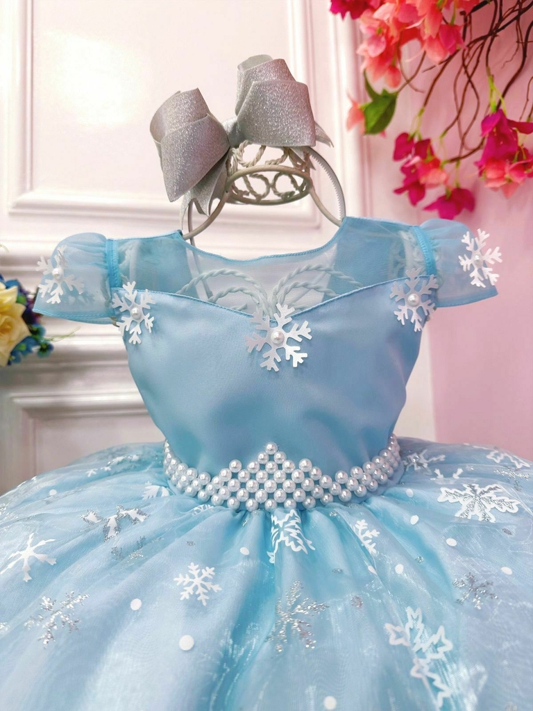 Vestido Azul Luxo Princesa Cinderela Frozen Alice 1 A 3