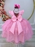 Vestido Infantil Rosa C/ Renda e Glitter Cinto Strass Festas - comprar online