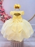 Vestido Infantil Amarelo Busto Nervura Strass Daminhas - comprar online