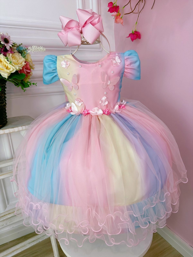 Vestido Infantil Jardim Encantado Com Borboletas