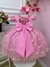 Vestido Infantil Rosa Chiclete Renda Realeza Cinto Pérolas - loja online