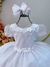 Vestido Infantil Branco Busto Nervura Apliques Flores Festas na internet