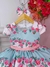 Imagem do Vestido Infantil Rosa e Azul Florido C/ Laço e Pérolas Luxo