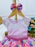 Vestido Infantil Rosa Florido C/ Laço e Cinto Pérolas Luxo - loja online