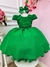 Vestido Infantil Verde Com Busto Nervura e Pérolas Luxo