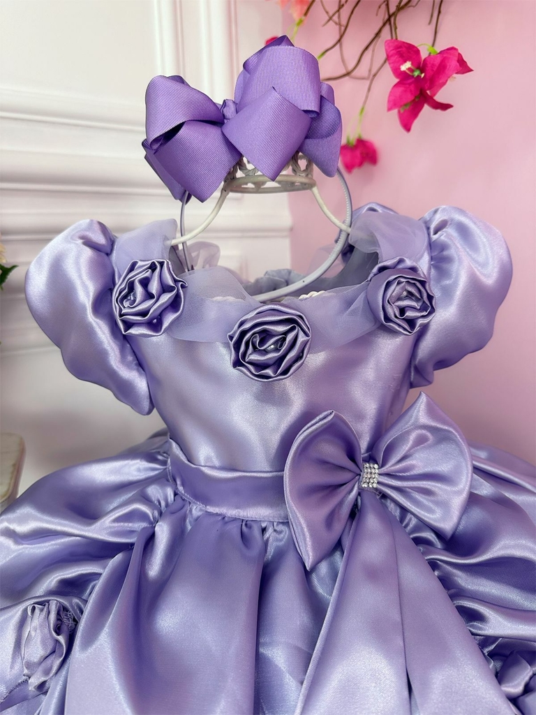 Vestido Jardim encantado Princesa Sofia Rapunzel de Festa Infantil Encanto  Isabela Lilás