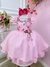 Vestido Infantil Rosa Florido C/ Broche Flor Festas (cópia)