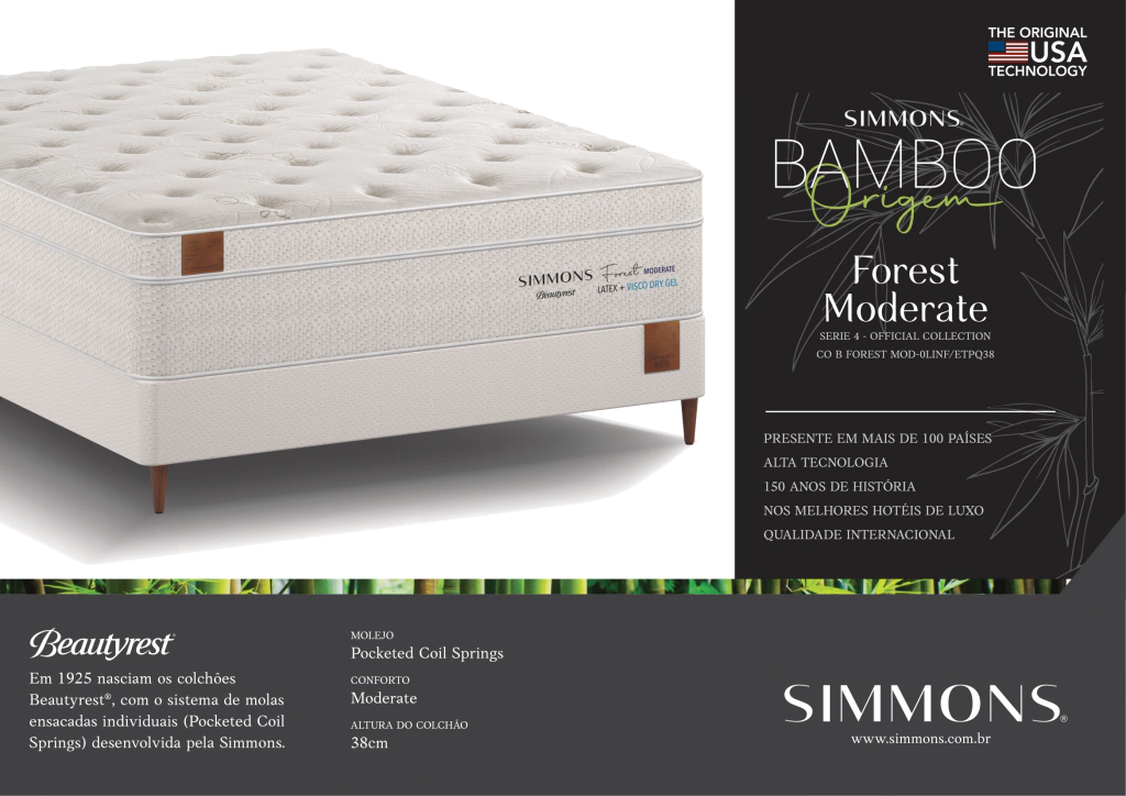 Imagem do Colchão Simmons Bamboo Forest Moderate - Tamanho Casal