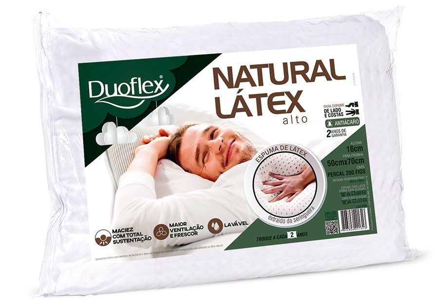 Travesseiro Natural Látex Alto - 50x070x016cm