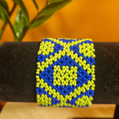 Bracelete Indígena da Amazônia Elástica com Miçangas - Etnia Mehinako Mod. 3