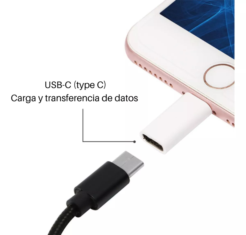 Paquete de 4 adaptadores USB C hembra a Lightning macho, adaptador USB-C a  Lightning, Lightning a USB C, adaptador de cargador de cable tipo C para