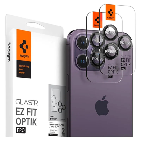 Blindado Camara GlasTr Optik Ez Fit Pro Negro para iPhone 14 Pro / 14 Pro Max (2 unid) * Spigen