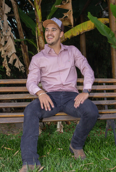 Camisa Social ML Masculina EC Company Rosa Seco