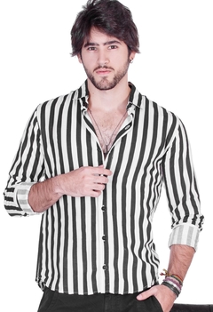 Camisa Social Masculina EC company - Listrada Preta Ml