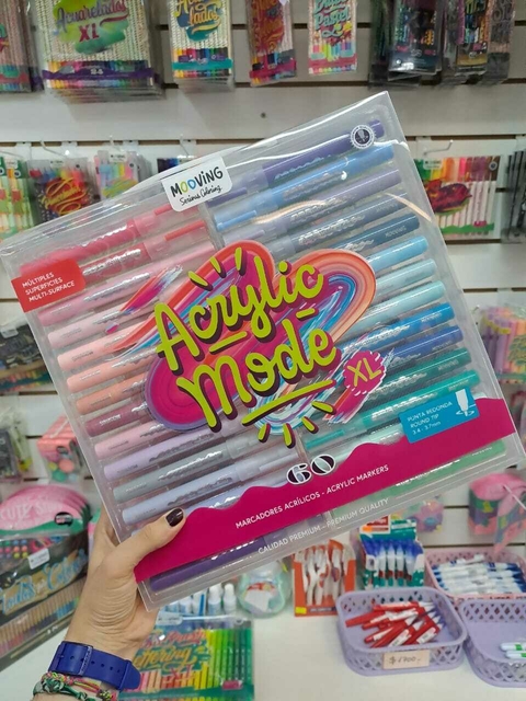 MARCADOR MOOVING ACRYLICO BLISTER X 60 COLORES PUNTA REDONDA