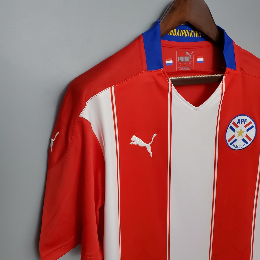 Camiseta Seleção Paraguai 21/22 Puma Masculina - Branco+Vermelho