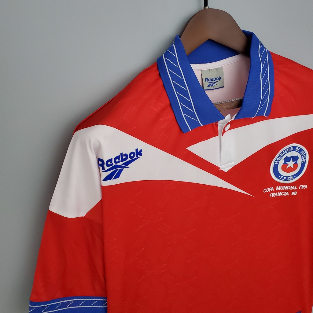 Camisa Retrô Seleção do Chile II 1998 Masculina Modelo Torcedor Bra