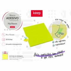 Bloco Adesivo transparente Keep 75x75mm 50 folhas - comprar online