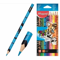 Lápis de Cor Peps Animal 12 cores - MAPED (kit) - Moan Papelaria
