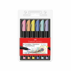 Caneta Brush Pen Supersoft Pastel FABER-CASTELL com 6 canetinhas