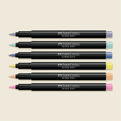 Caneta Brush Pen Supersoft Pastel FABER-CASTELL com 6 canetinhas - comprar online