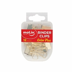 Clips Binder Ouro Color Plus - MOLIN (Kit c/ 12 Unid.)
