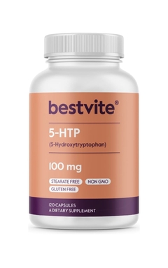 5-HTP 100 mg por cápsula 120 capsulas, sin estearatos ni agentes de flujo, sin gluten, sin OMG