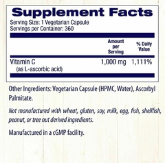 VITAMINA C 1,000 MG DE ALTA POTENCIA HEALTHY ORIGINS 360 VCAPS - Super D Vitamina